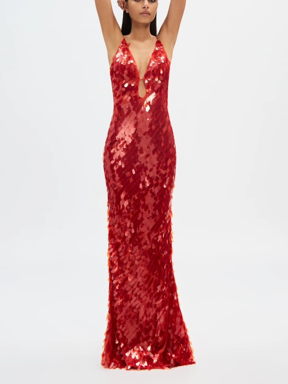 The Red Sapphire Sequin Maxi Elbise