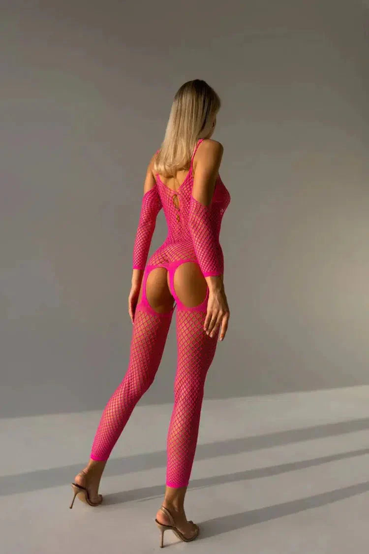 Zeyria-Roxy's Pink Crotchless Bodystocking