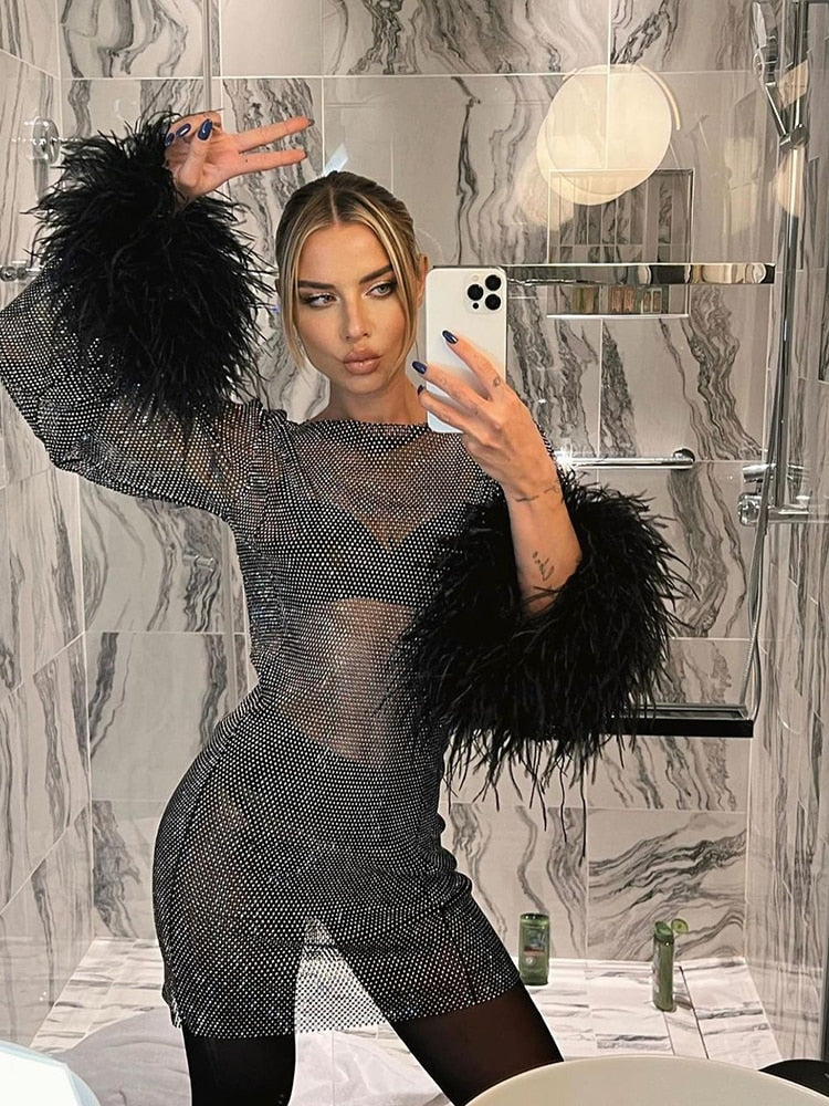 Jemima - Metalik Mini Elbise