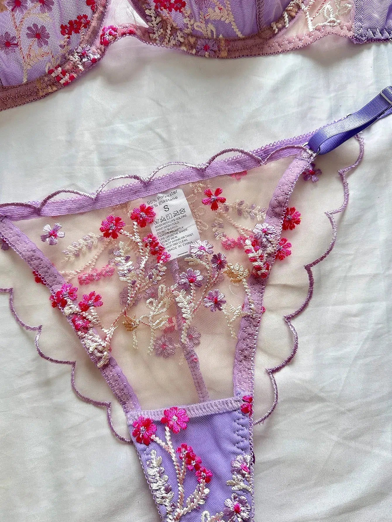 Heather Floral Embroidered Lingerie Set