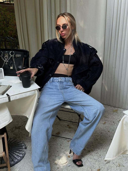 Zeyria Oversize Süet Dokulu Kadın Ceket