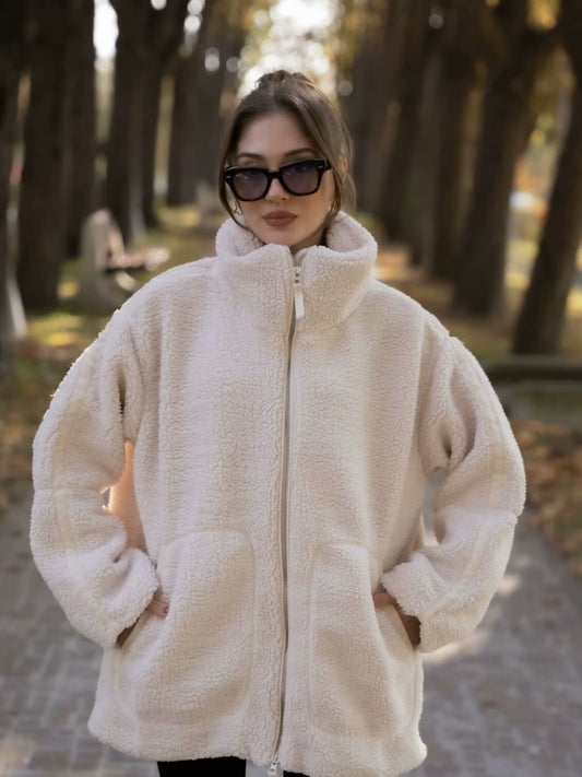 Teddy Dokulu Oversize Polar Ceket