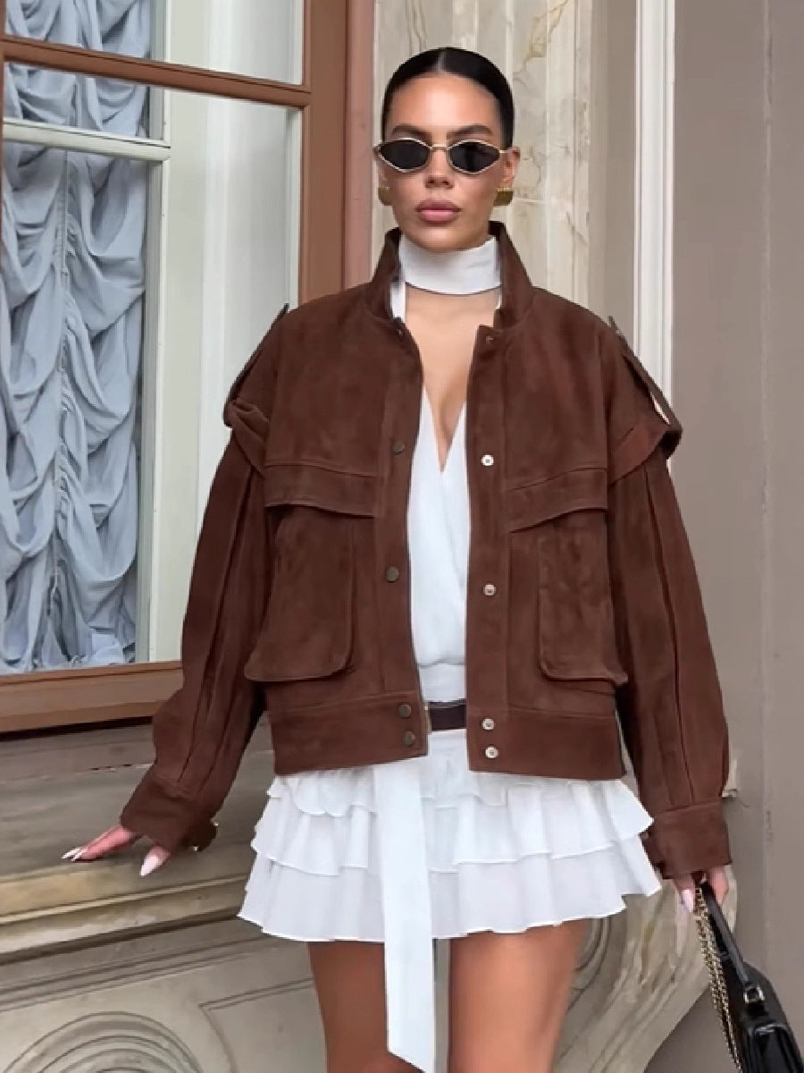 Zeyria Oversize Süet Dokulu Kadın Ceket