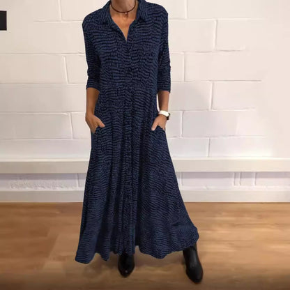 Cepli Dökümlü Maxi Elbise