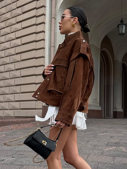 Zeyria Oversize Süet Dokulu Kadın Ceket