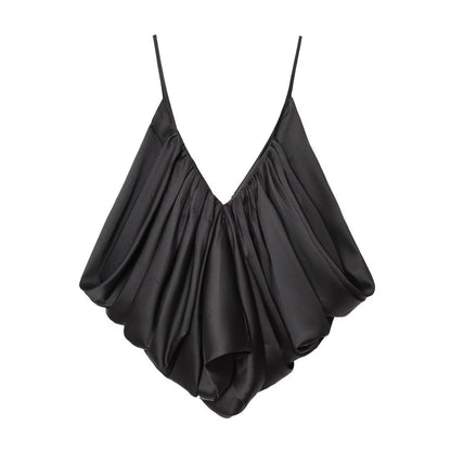 Saten dokulu pileli üst