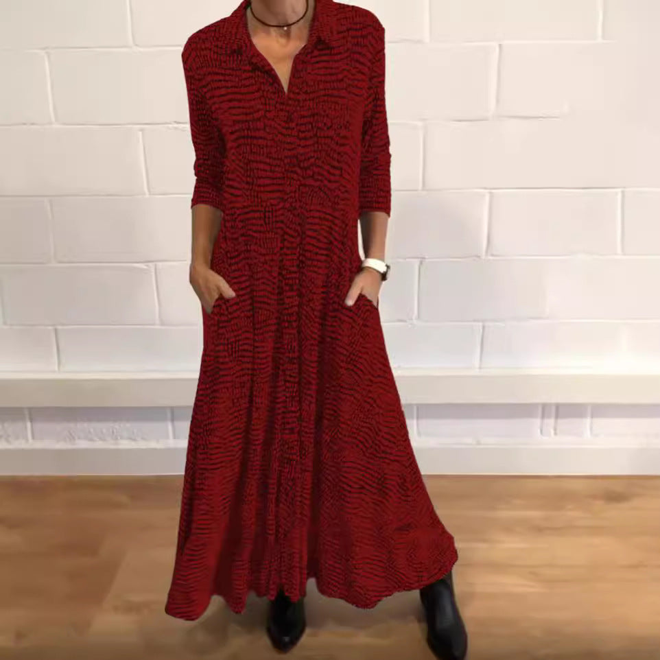 Cepli Dökümlü Maxi Elbise