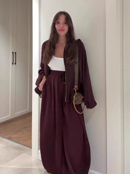 SoftFlow Saten Oversize İkili Takım