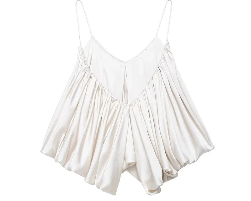 Saten dokulu pileli üst