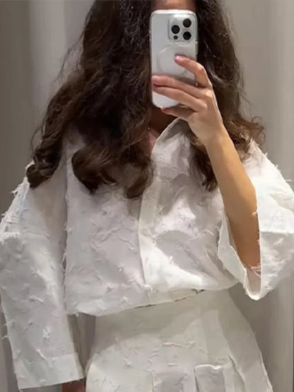 Dokulu Premium Etek–Gömlek Takım