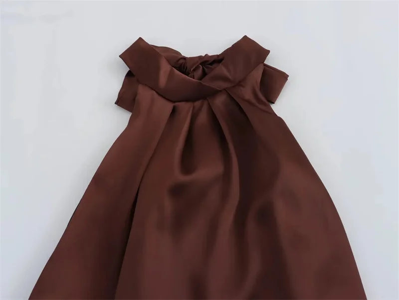 Halter Yaka Saten Elbise