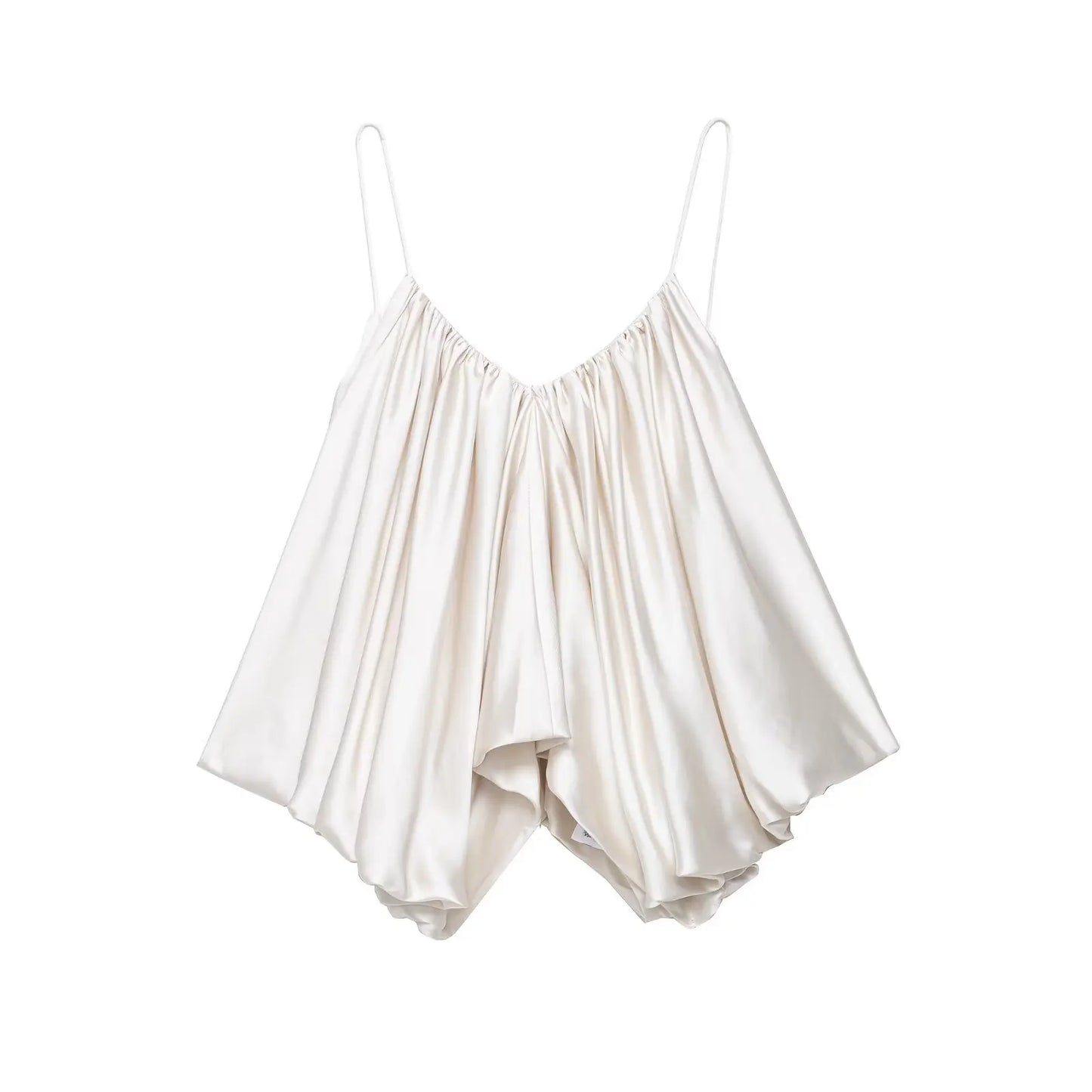 Saten dokulu pileli üst