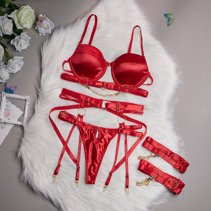 Zeyria-Four-piece high lingerie set - INTIME - Red