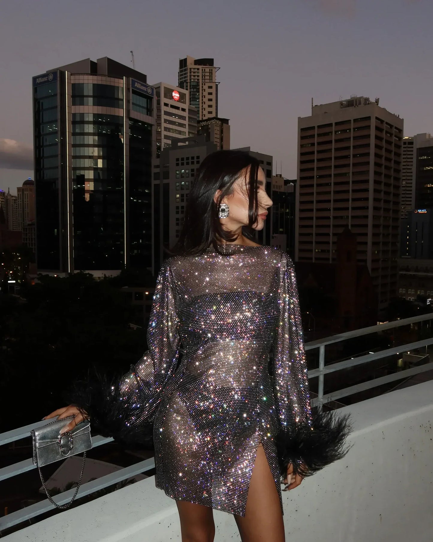 Jemima - Metalik Mini Elbise